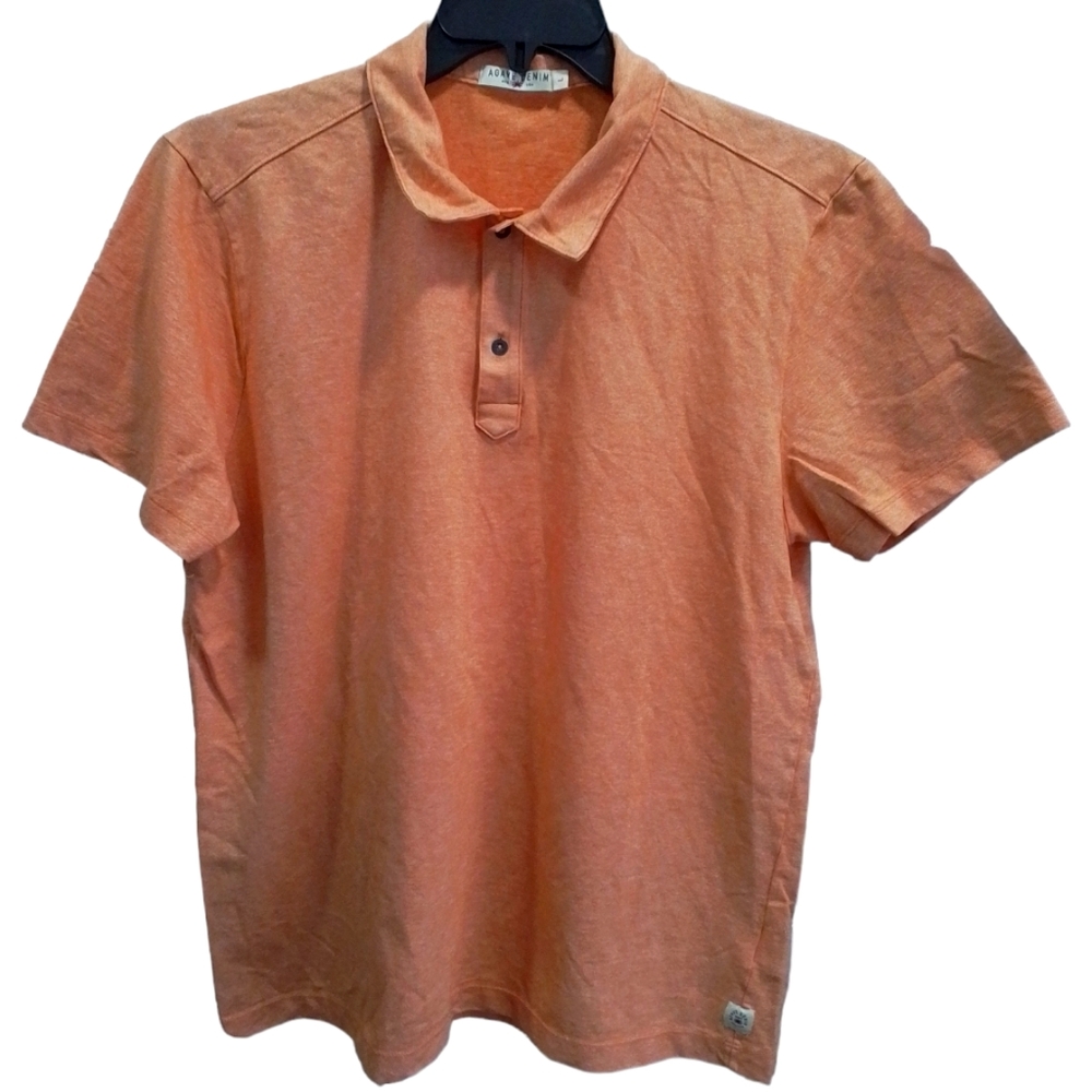 Agave Denim Men’s Polo Washed Shirt Orange Large Short Sleeve NEW